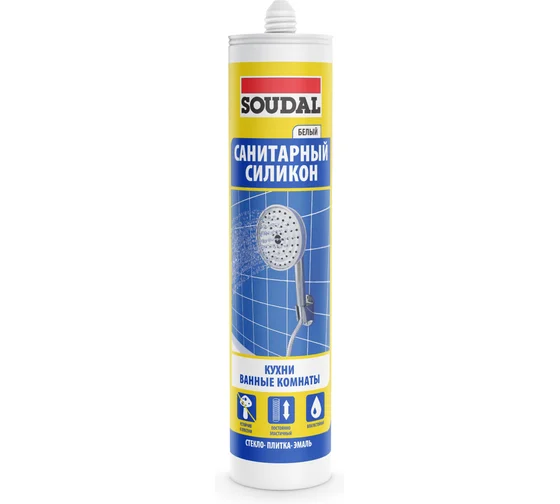 Герметик силик. санит. белый /280мл/ Soudal (15шт/уп)