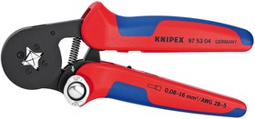 Пресс-клещи KNIPEX для контактных гильз DIN 46228 1+4, обжим: квадрат 1 гнездо, 0.08-10 + 16 мм²,