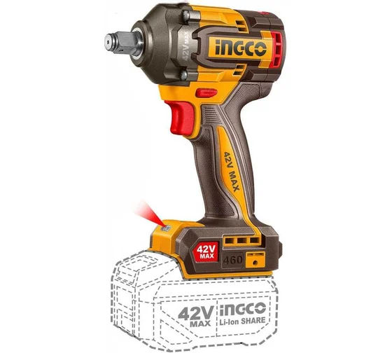 Аккумуляторный ударный гайковерт INGCO 42В 450Нм, б/щ INDUSTRIAL CIWLI42461