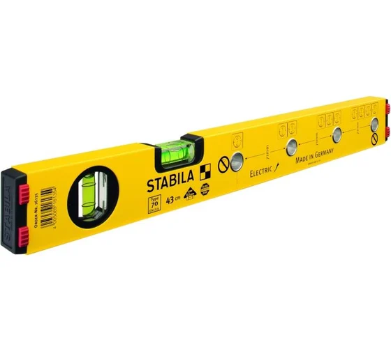 Уровень тип 70 Electric, 43см (1верт.,1гориз.,точн. 0,5мм/м) для электрика STABILA