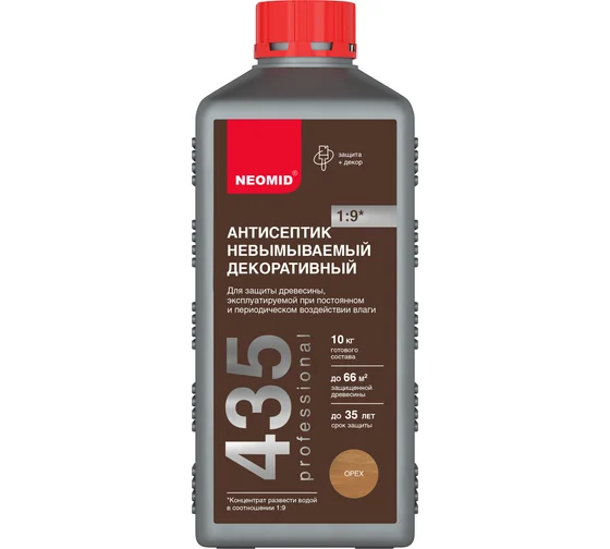 Антисептик NEOMID 435 ECO финишный невымываемый декоративный 1кг (концентрат 1:9)