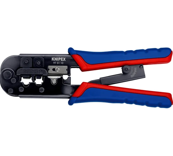 Пресс-клещи KNIPEX для штекеров RJ, 2 гнезда, RJ 11/12 (6-pin), RJ 45 (8-pin), 190 мм, SB