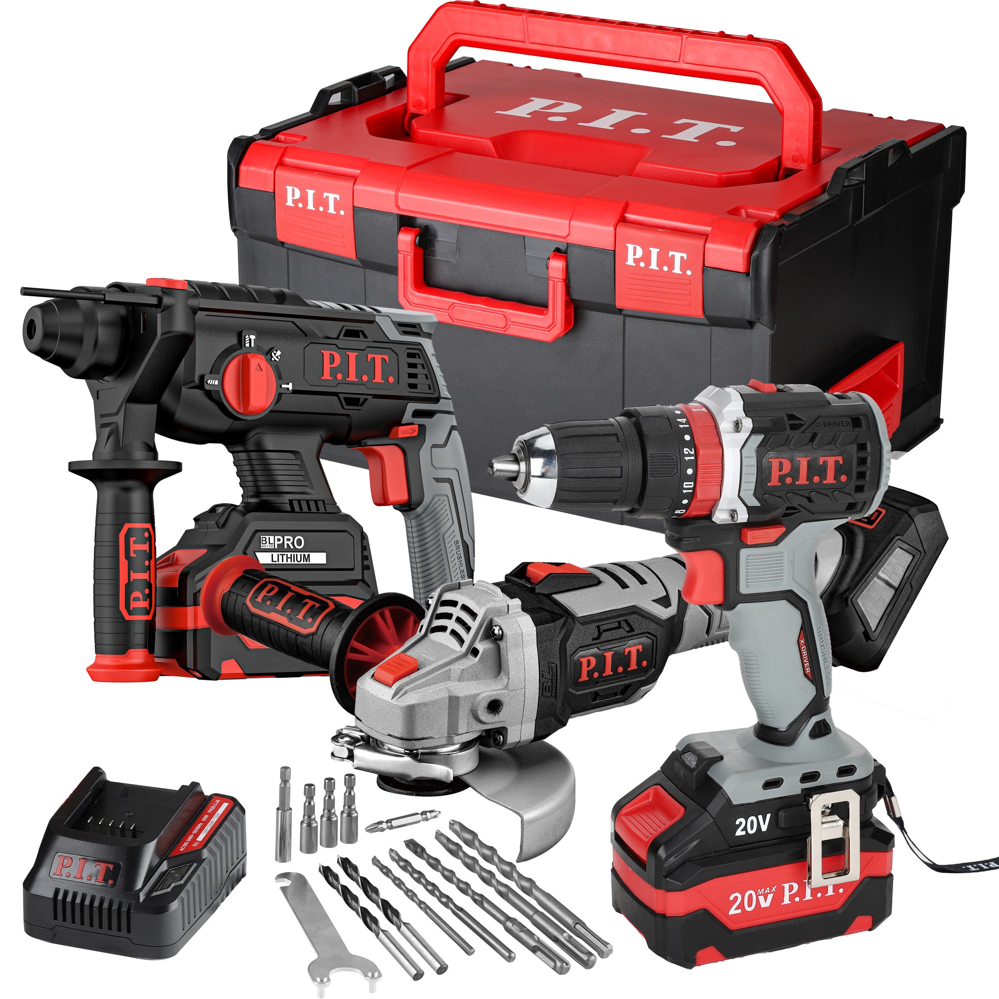 Набор ONE POWER P.I.T. 3шт в модуль кейсе (УШМ PWS20H-125B+ шуруп PSB20H-10C+ перф PBH20H-22B)